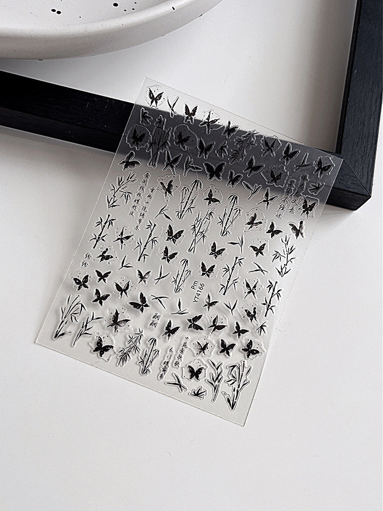 Wholesale Nail art stickers bronzing ink bow Phnom Penh vintage gradient ribbon embossed flat nail decals